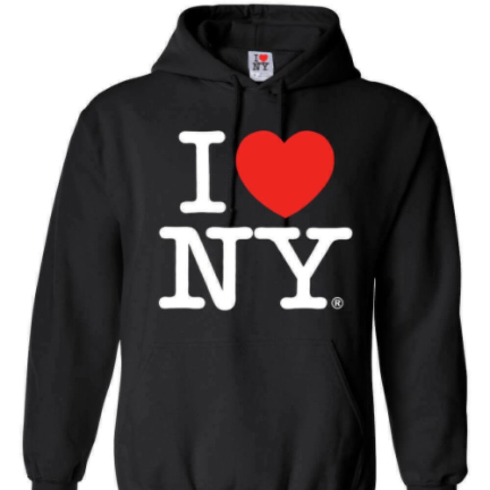 I Love NY New York Hoodie Screen Print Heart Black